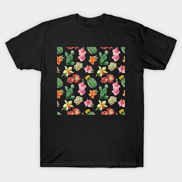 Succulent Flower Pattern T-Shirt by nerdlkr